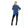 thumbnail image 4 of Womens V-Neck Quarter Button Long Sleeve Blouse with Fake Pockets., 4 of 4