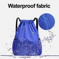 thumbnail image 3 of Drawstring Backpack Strings Bags with Pockets Backpack Sports Bag Waterproof Large Capacity Bag-Black-L, 3 of 7