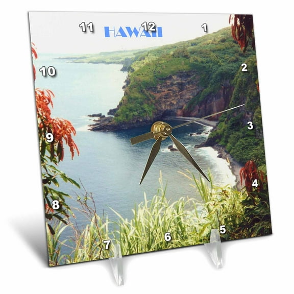 3dRose, Hana Beach Hawaii, 6x6 Desk Clock