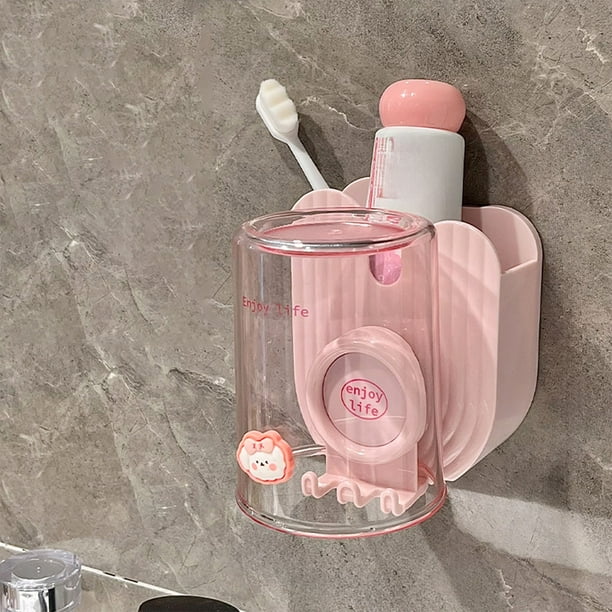Estante de Pared para Cepillo de Dientes, Enjuague Bucal y Vaso. Incluye Soporte para Pasta de Dientes y Cepillo de Dientes.