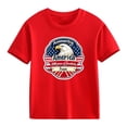 thumbnail image 5 of Girls 4th of July Patriotic American Flag Eagle Graphic T-Shirt Short Sleeve Crew Neck Tee Red,Size 9-10 T, 5 of 5