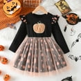 thumbnail image 2 of Tisuna Halloween Dress For Toddler Girls Pumpkin Print Long Sleeve Crew Neck Dresses Cute Breathable Autumn Girls Dress Black Size 4-5 Years, 2 of 8