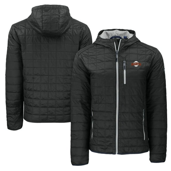 Men's Cutter & Buck  Black San Francisco Giants Cooperstown Collection Rainier Primaloft Eco Full-Zip Hooded Jacket