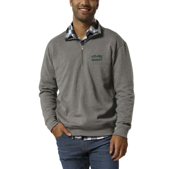 Men's League Collegiate Wear Heathered Gray Tulane Green Wave Heritage Quarter-Zip Pullover Jacket