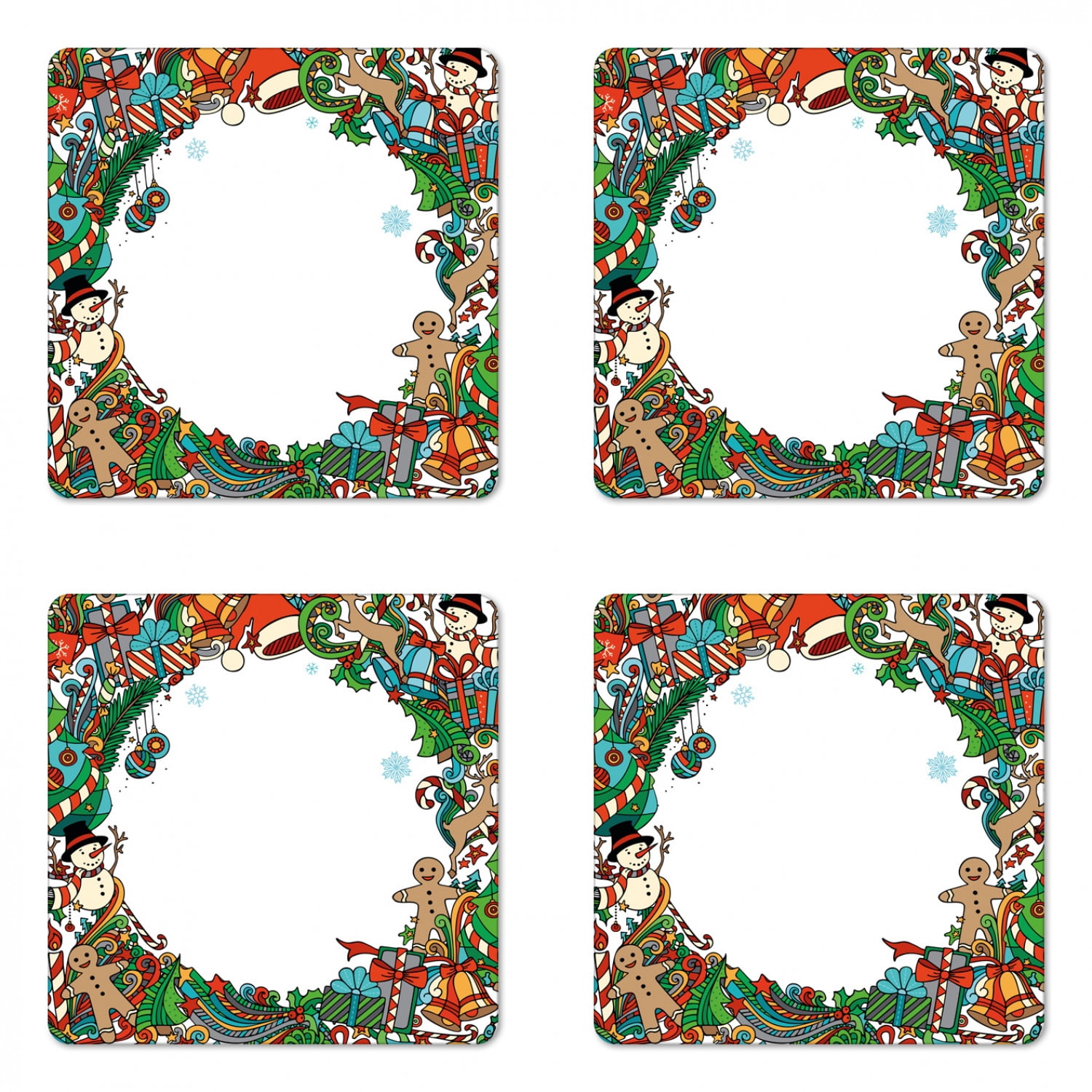 Christmas Coaster Set of 4, Big Group of Holiday Christmas Tree for Fun