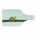 thumbnail image 1 of Animal Cutting Board, Red Eyed Tree Frog Perches on a Long Slim Leaf Tropic Rainforest Animal Wild Life, Tempered Glass Cutting and Serving Board, Wine Bottle Shape, Green White, by Ambesonne, 1 of 1