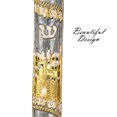 thumbnail image 3 of Matashi Hand Painted Grey Enamel Mezuzah with Jerusalem City Design, Gold Accents & Crystals, Judaica Religious Home Décor, 3 of 7