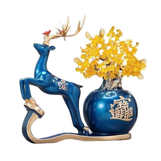 Adorno de árbol de cristal for sala de estar, decoración Feng Shui con ciervos que atrae la riqueza