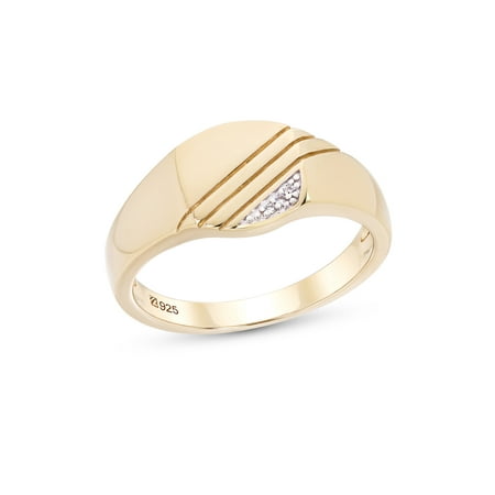 Sterling Silver 14K Gold Plated Cubic Zirconia Men's