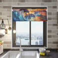 thumbnail image 2 of Dolphins Waves Sunlight Sea Curtain Valances Farmhouse Design Window Treatment Decor Blackout Rod Pocket for Windows Living Room Kitchen 54" x 18", 2 of 5