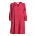 thumbnail image 4 of Time and Tru Women's Long Sleeve Tiered Double Cloth Dress, Sizes XS-XXXL, 4 of 5