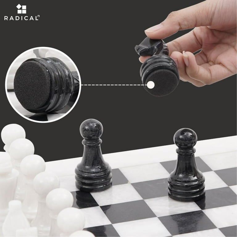 Radicaln Marble Chess Set with Storage Box 15 Inches Black and White  Handmade Board Games for Adults - Board Games 1 Chess Board Games Board &  32