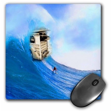 3dRose Our best selling surfer art with old woody surfing on a wave while surfer tries to surf out of way, Mouse Pad, 8 by 8 (The Best Way To Catch A Mouse In Your House)
