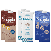 Ripple Non-Dairy Milk, Variety Pack | Original, Chocolate, Oat Milk | 6 Pack | Vegan Milk With Pea Protein | Shelf Stable Cartons | Non-GMO, Plant Based, Gluten Free | 32 oz