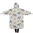 thumbnail image 2 of Oversized Wearable Blanket Hoodie,Colorful Cow Flower Pattern Sherpa Blanket Hoodie with Super Pockets,Super Warm Fuzzy Pullover for Women & Men, 2 of 6