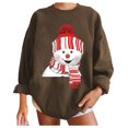 thumbnail image 1 of Túnica de moda Gibobby Sudadera de cuello redondo con estampado navideño para mujer Café L, 1 of 5