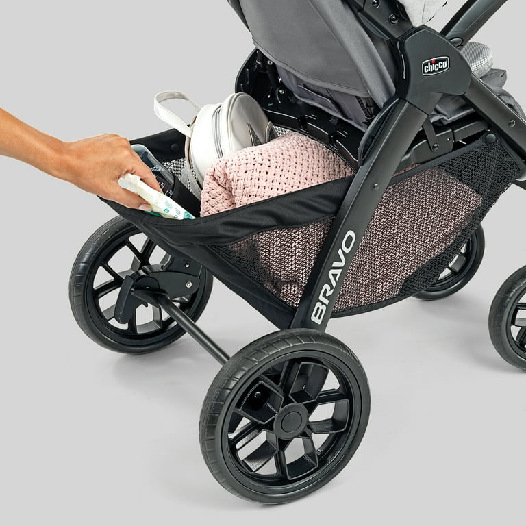 Chicco Bravo 3-in-1 Trio Travel System, Quick-Fold Stroller with KeyFit 30  Infant Car Seat and base | Camden/Black