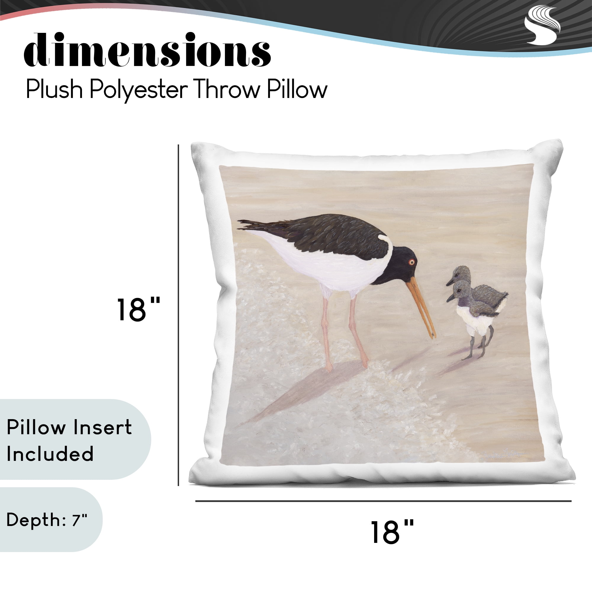 Stupell Industries American Oyster Catcher & Chicks Decorative Printed Throw Pillow, design by Barbara Fallenbaum