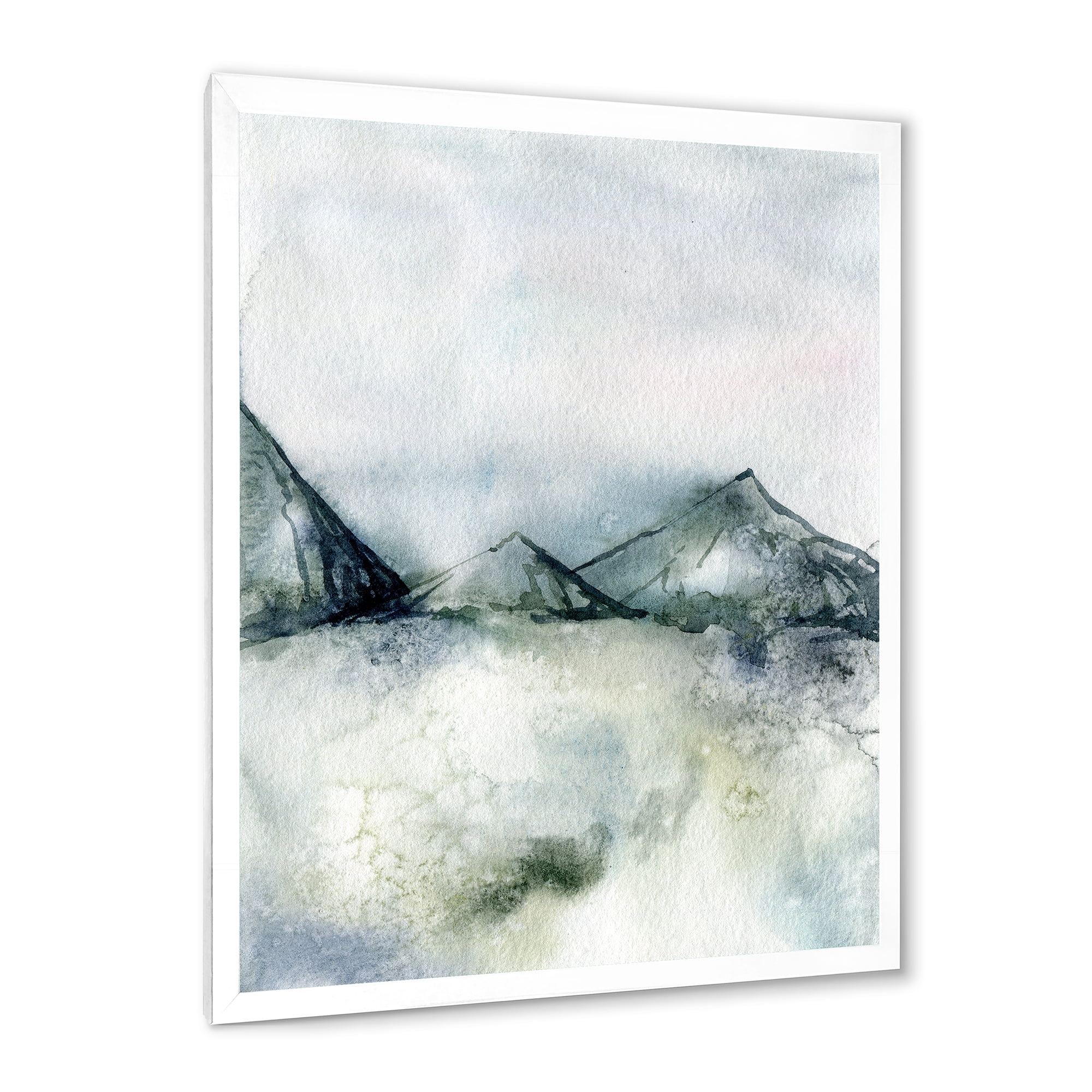 Designart 'Dark Blue Mountain Landscape Winter Minimalistic' Modern Framed Art Print
