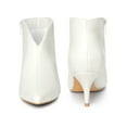 thumbnail image 5 of BLISSFUL STEP Pointed Toe V Cutout Stiletto Heel Ankle Booties for Women White (Size 6), 5 of 6