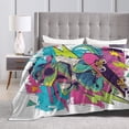 thumbnail image 4 of Funny Skater Bearded Dragon Blanket – Retro 90s Graffiti Fleece Throw,Cool Lizard Art Decor 50x40, 4 of 6