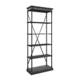 thumbnail image 5 of Weston Home Cabana 5 Shelf X-Back Wood and Metal Bookcase, Black, 5 of 7