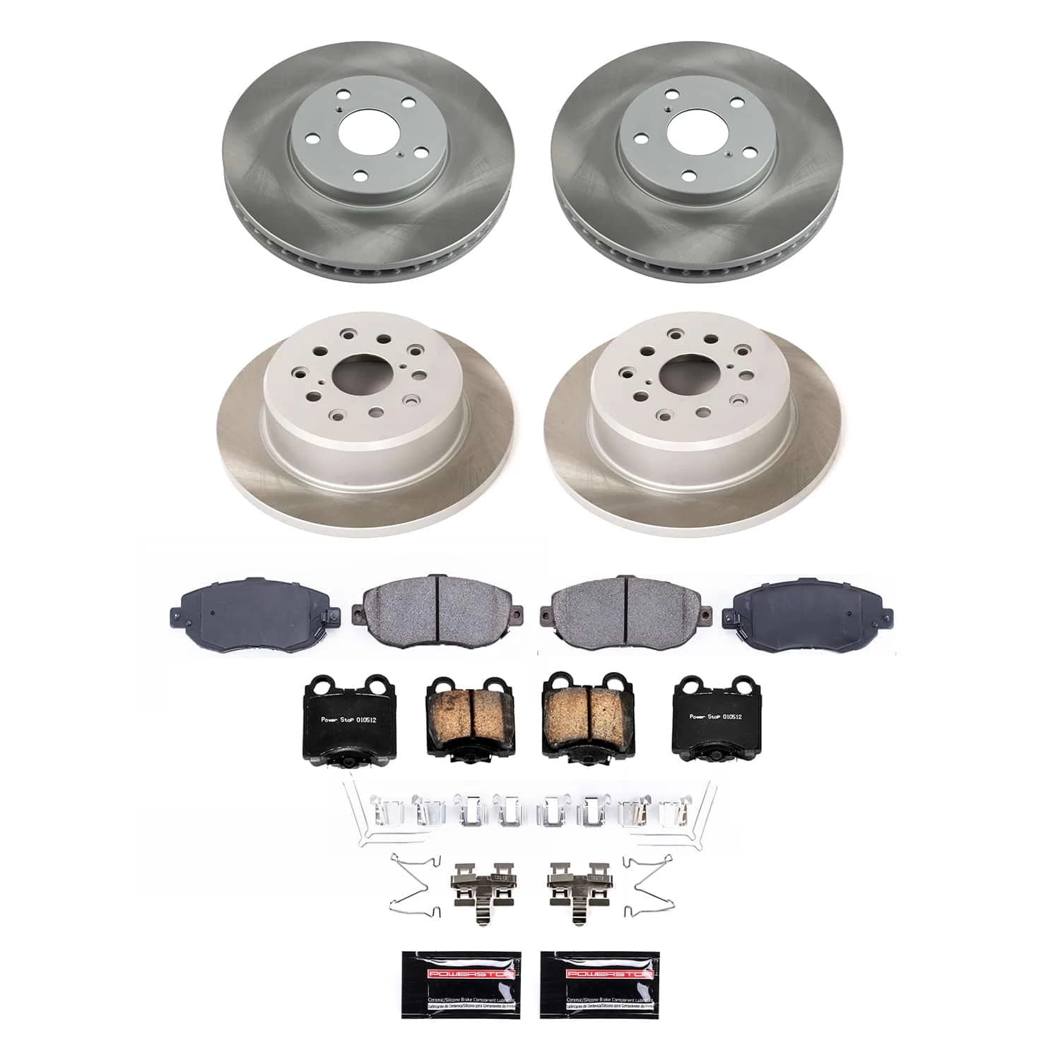 PowerStop Front and Rear Semi-Coated Rotor and Low-Dust Ceramic Brake Pad Kit SC1079