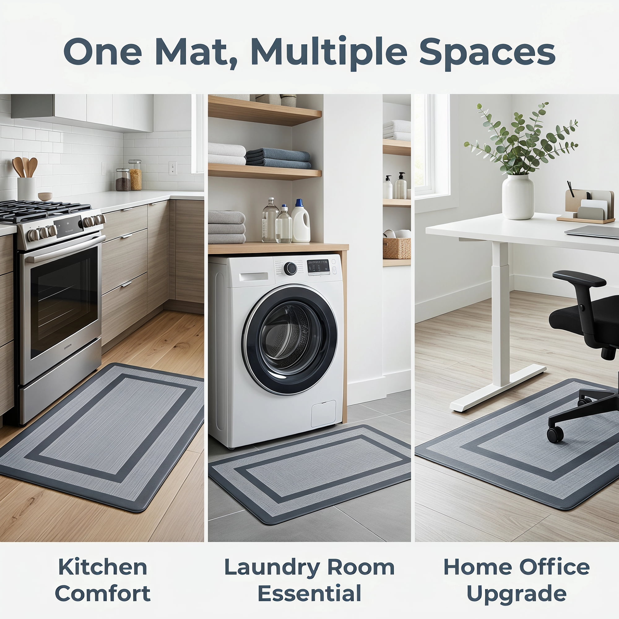 Unique Bargains Geometric Anti Waterproof Oil Resistant Non Slip Floor Rug Grey 30" x 18"