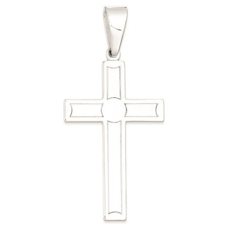 925 Sterling Silver Polished and Solid Cross 3.75" Pendant