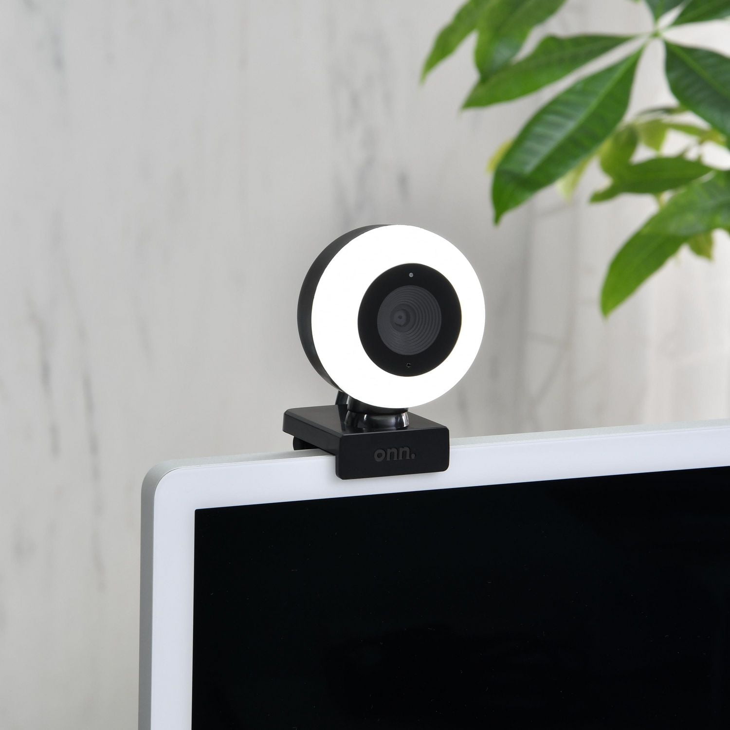 onn. 1440p Swivel Head Ring Light Webcam