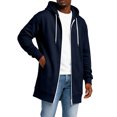 thumbnail image 4 of LNZGNM Hoodies for Men Zip Up Loose Fit Casual Fall Sweatshirts, Fashionable Drawstring Long Sleeve Top Coat with Pockets, Navy (M), 4 of 6