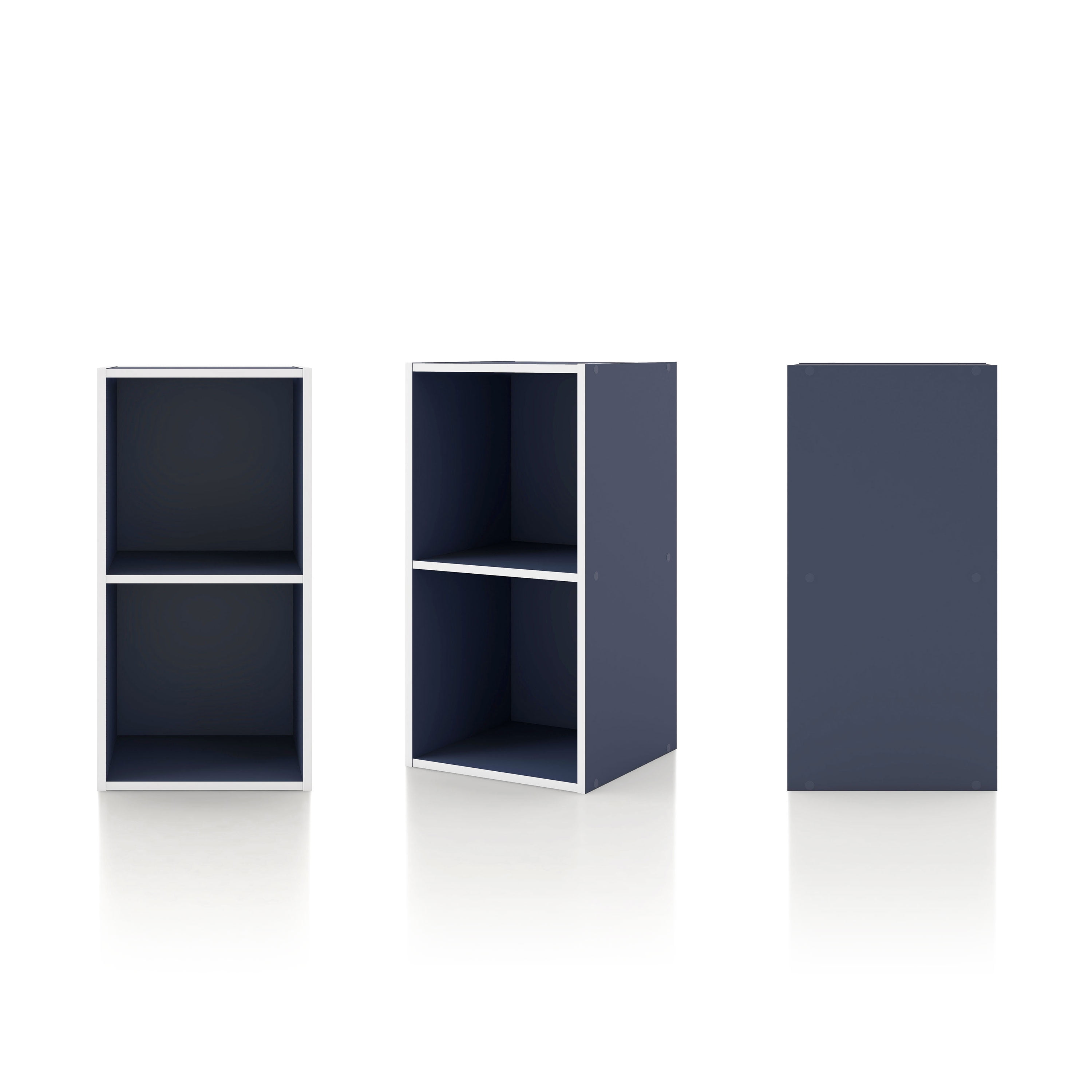 Join Stackable 2-Cube Wood Steel Blue Bookcase