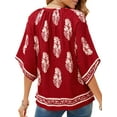 thumbnail image 4 of UVN Womens Summer Blouses Bohemian 3/4 Bell Sleeve Shirts for Women V Neck Flowy Casual Pleated Tops, 4 of 8