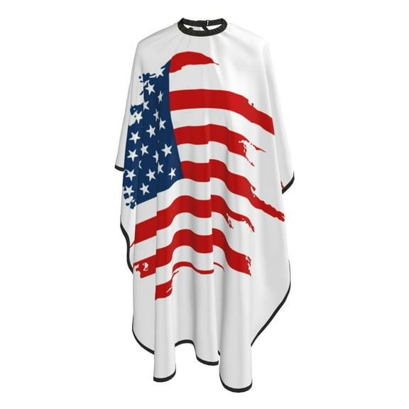 Usa Flag Salon Barber Cape - Professional Hairdressing Waterproof Hair Cutting Cape With Adjustable Snap Closure-Haircut Apron For Hair Stylist And Home Use-55''X66''