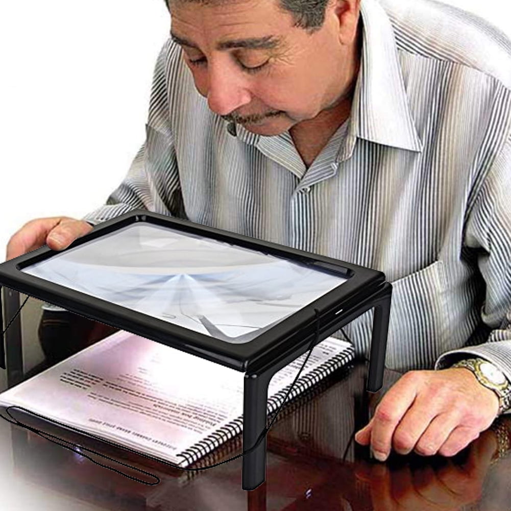 Hilitand Large A4 Page Hands Free 3x Magnifying Glass With Light LED Magnifier Reading