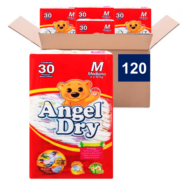 Pañales Etapa 3 Mediano, 120 piezas. Pañal Angel Dry Angel Dry Pañales Etapa 3 Mediano, 120 piezas