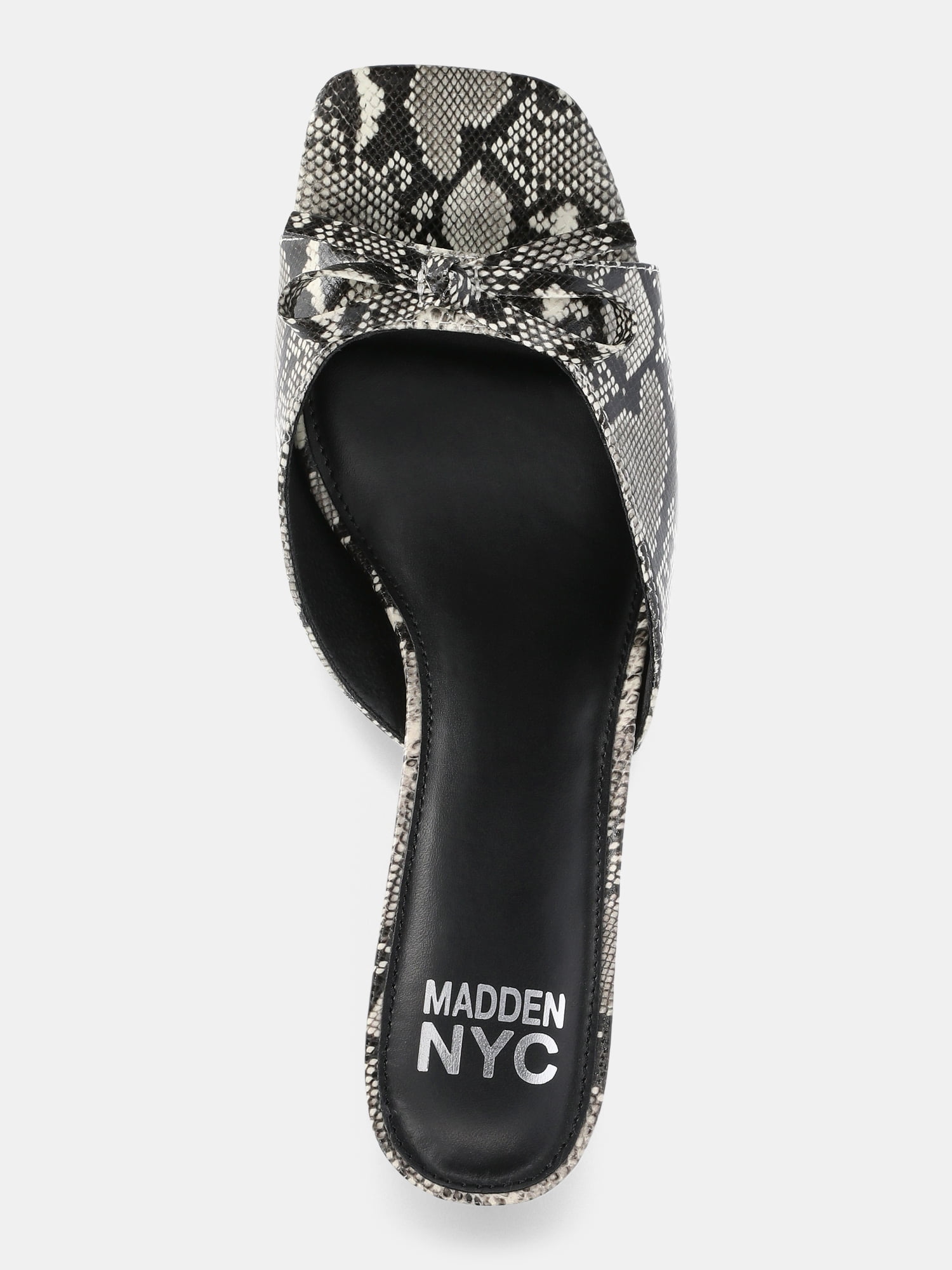 Madden NYC Women's Faux Snakeskin Kitten Heel Sandals with Bow