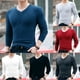 thumbnail image 3 of Mens Casual Long Sleeve Muscle T Shirt V Neck Slim Blouse Tops Tee Undershirt, 3 of 8