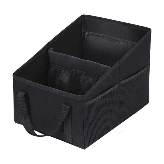 Car Seat Organizer - Passenger Seat Organizer, Collapsible Small Car Seat Storage Organizer for Console Front or Back, Automotive Backseat Organizer with 4 Cup Holders for Kids Accessories