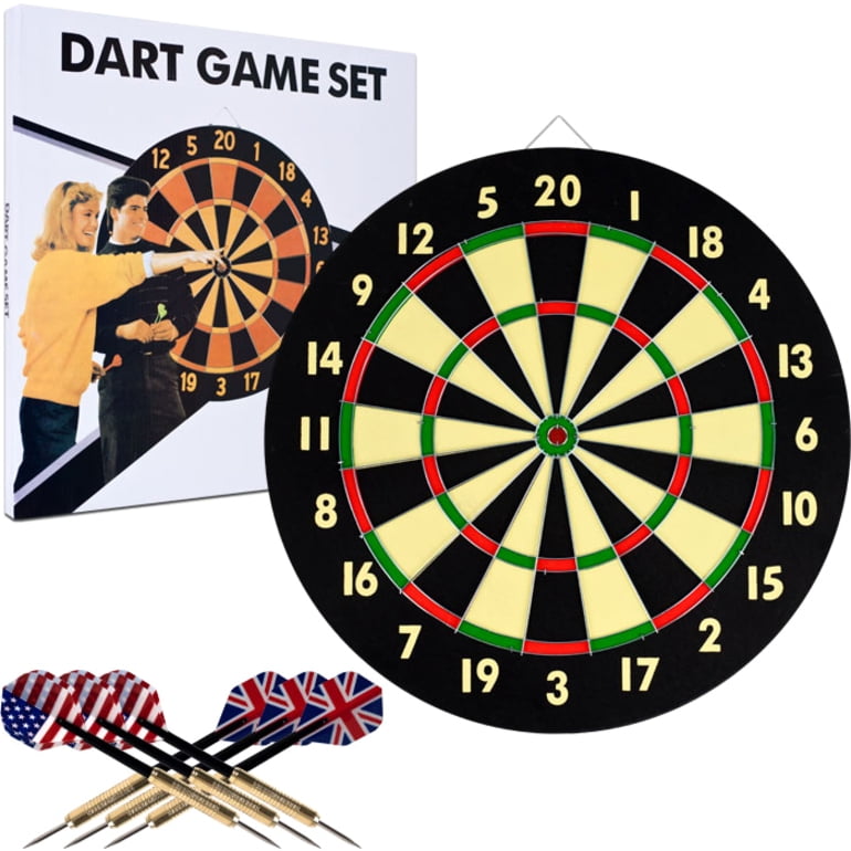 Large 14" Dart Board Set Dartboard Family Party Game Fun With 6 Darts UK Seller 