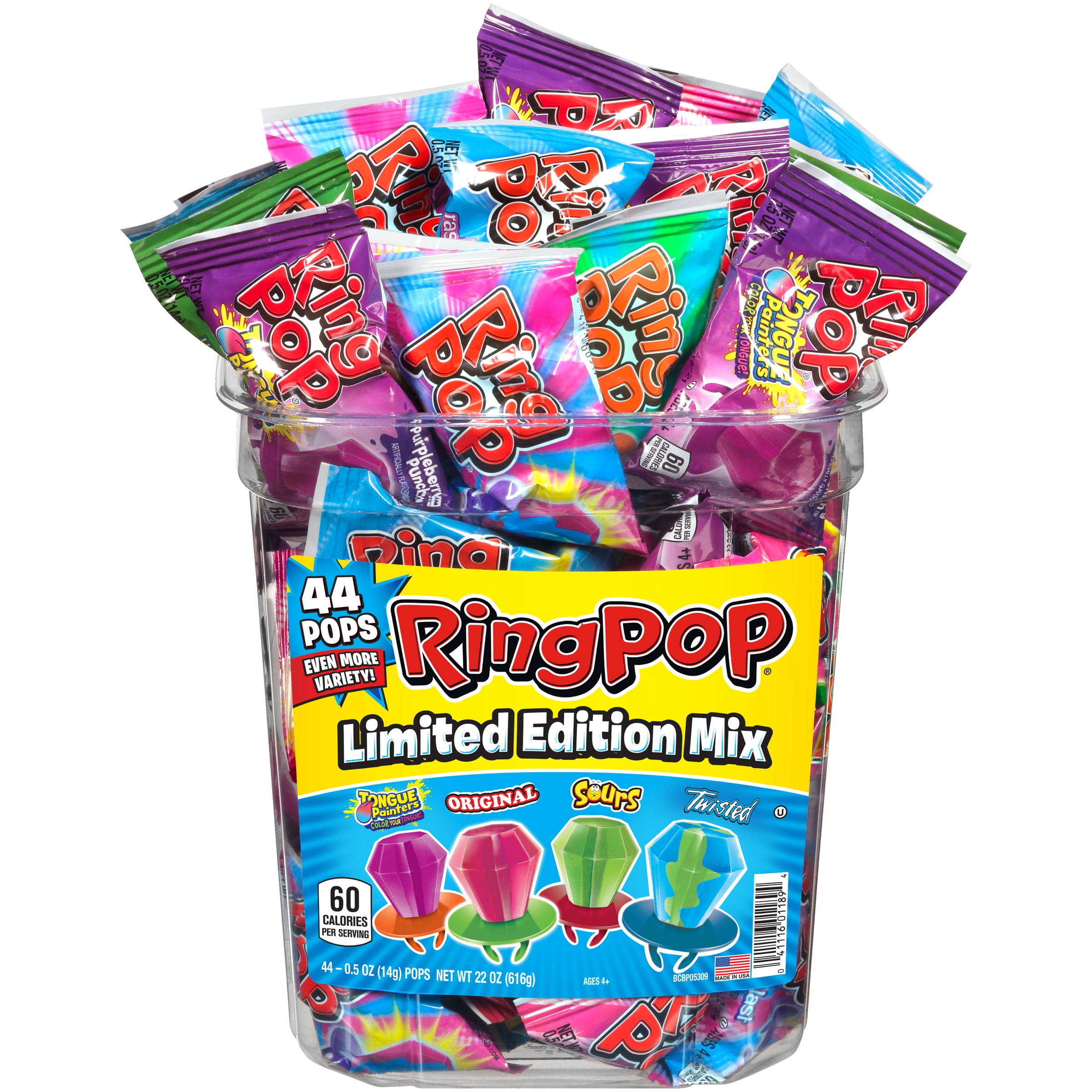 Ring Pop Assorted Flavors Lollipops Candy Tub Bulk Variety Pack 05 Oz