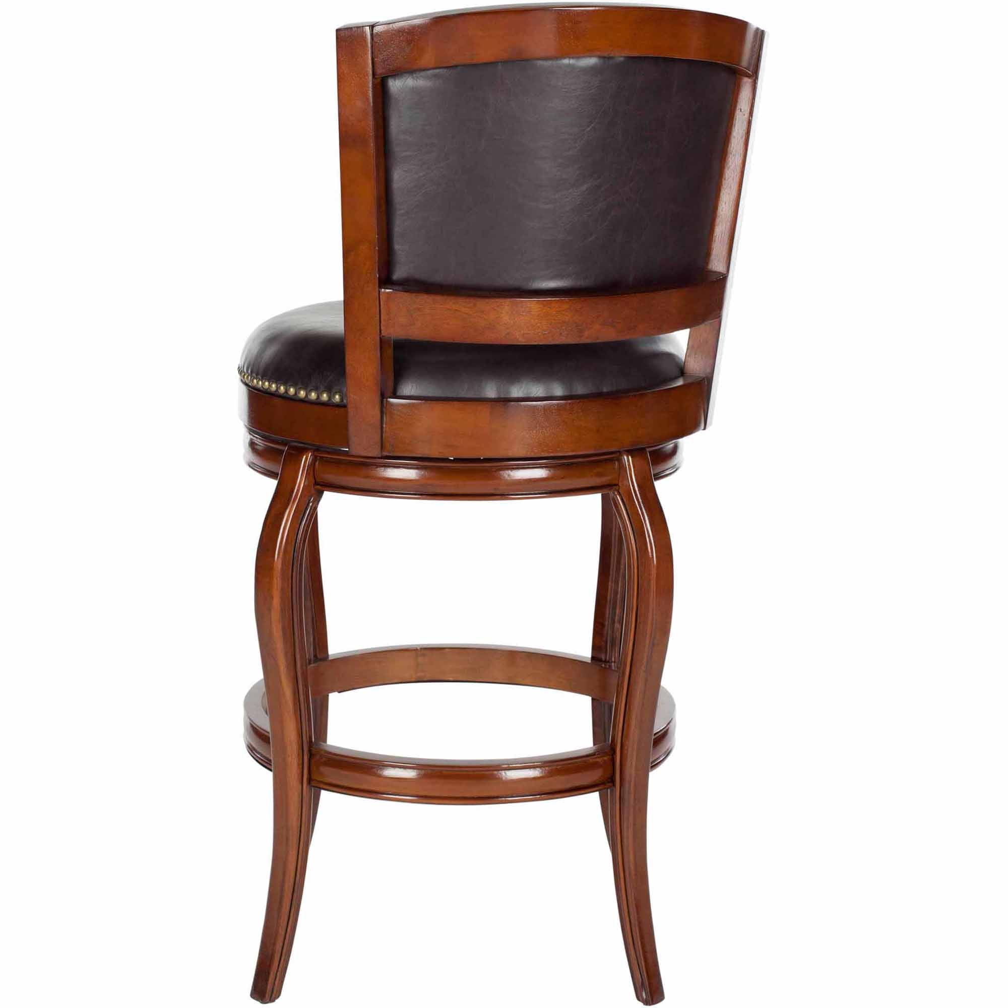 SAFAVIEH Pasquale Industrial Swivel Bar Stool with Footrest, Walnut/Brown