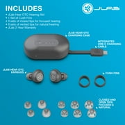 JLab Hear OTC Hearing Aid & Wireless Earbuds with Bluetooth 5.3, Android/iOS, Graphite