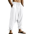 thumbnail image 5 of Daiosportswear Men's Medieval Renaissance Pants Viking Navigator Baggy Harem Pants Pirate Halloween Retro Costume Trousers White XL, 5 of 8
