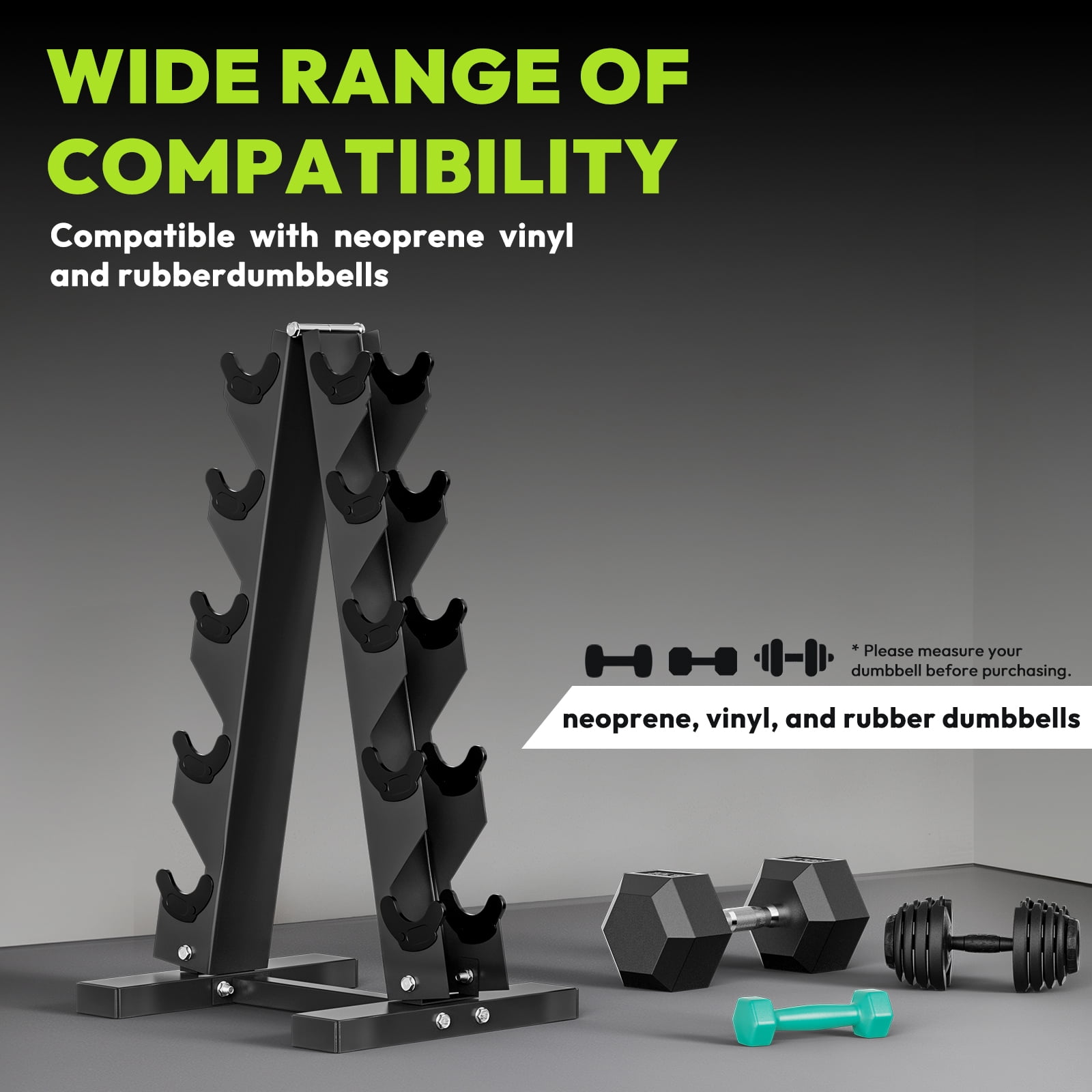 HANDBODE Dumbbell Rack Stand for 5 Pairs, A-Frame Weight Storage Organizer for Home Gym