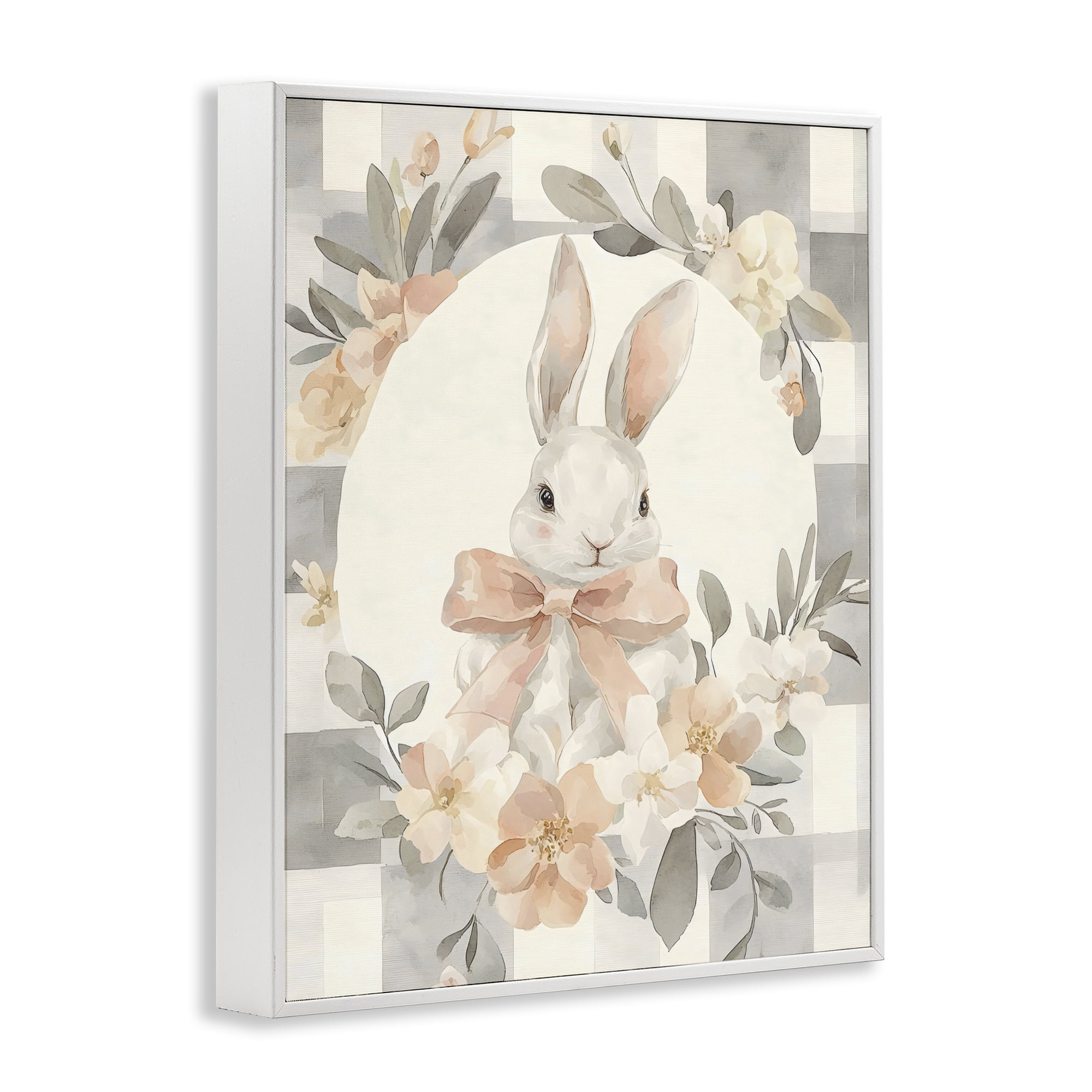 Stupell Industries Adorable Bunny in Wreath White Framed Giclee Art, design by Creative Studio