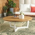 thumbnail image 3 of Safavieh Leo Outdoor Patio 3 Leg Round Coffee Table, Natural, White, 3 of 10