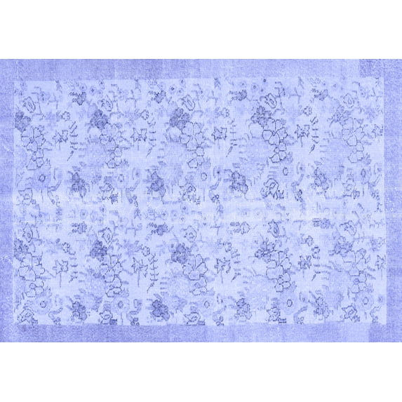 Ahgly Company Indoor Rectangle Abstract Blue Contemporary Area Rugs, 2' x 4'