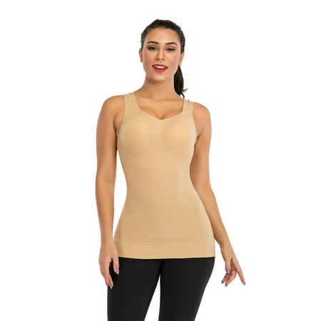 

FANNYC Women s Cami Shaper With Built In Bra Tummy Control Camisole Tank Top Underskirts Shapewear Body Shaper Compression Yoga Workout Vest Black /White/Apricot