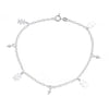 925 Sterling Silver Rolo Chain Anklet with Dangling Girl and Freshwater Pearl Charms